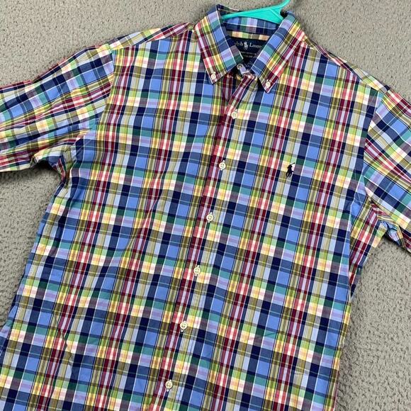 Ralph Lauren Custom Fit Button Down Shirt Men's Medium Plaid Preppy Causal - Picture 6 of 9